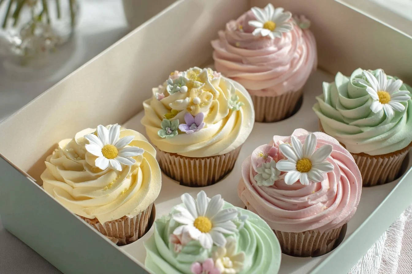 Moana Cupcakes decorated with tropical elements and ocean themes