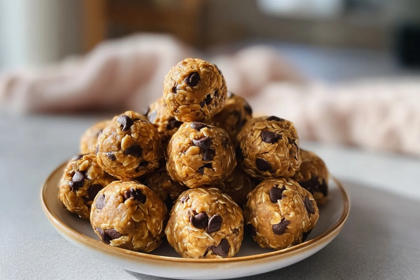Delicious no-bake peanut butter energy bites ready to enjoy as a healthy snack.