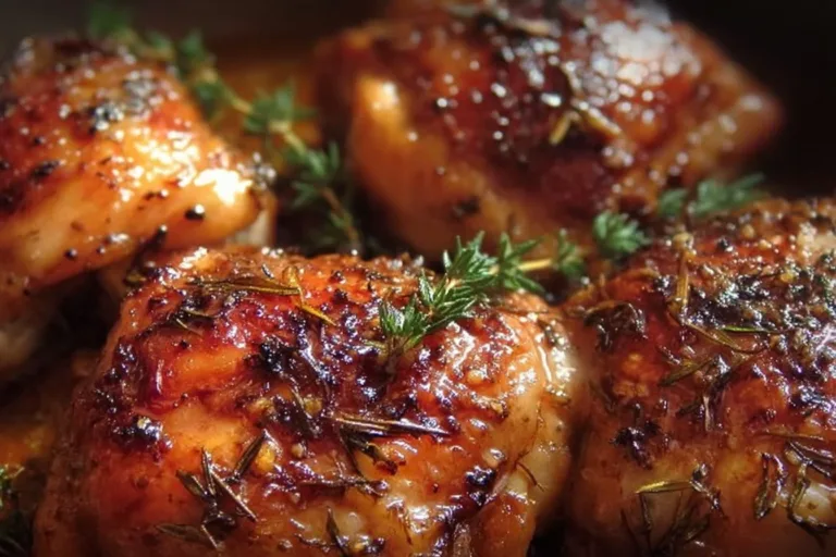 Oven-roasted chicken thighs seasoned and cooked to golden perfection