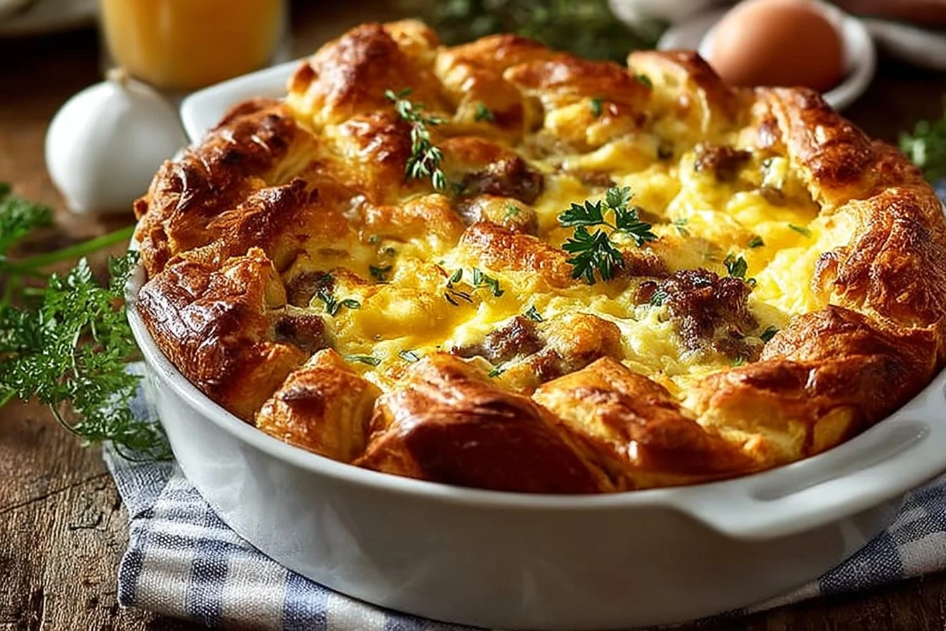 Overnight Croissant Breakfast Casserole