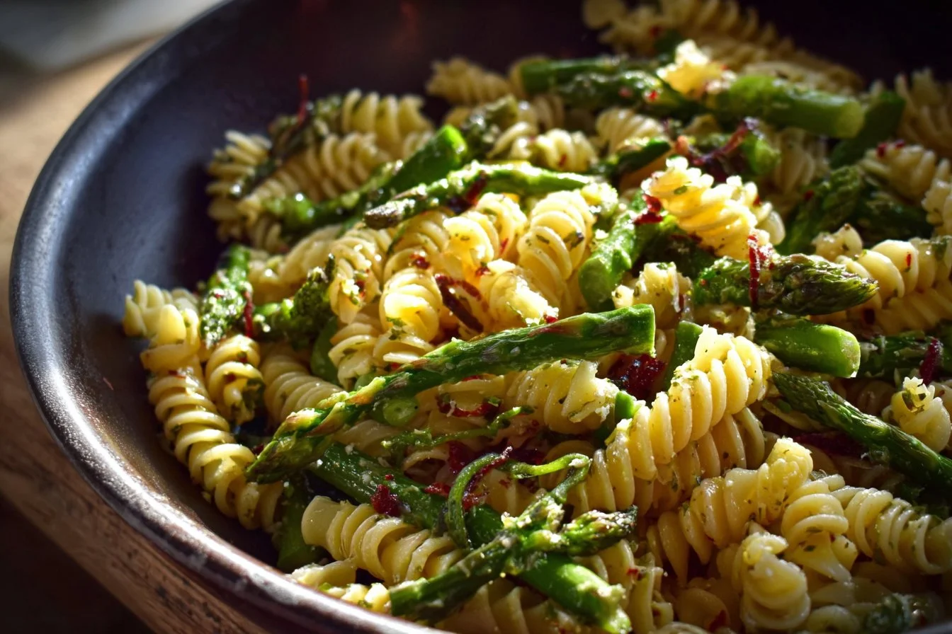Roasted Asparagus Lemon Butter Pasta Salad