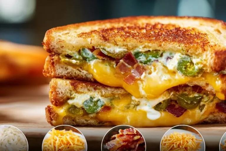 Delicious roasted jalapeno popper grilled cheese sandwich with melted cheese