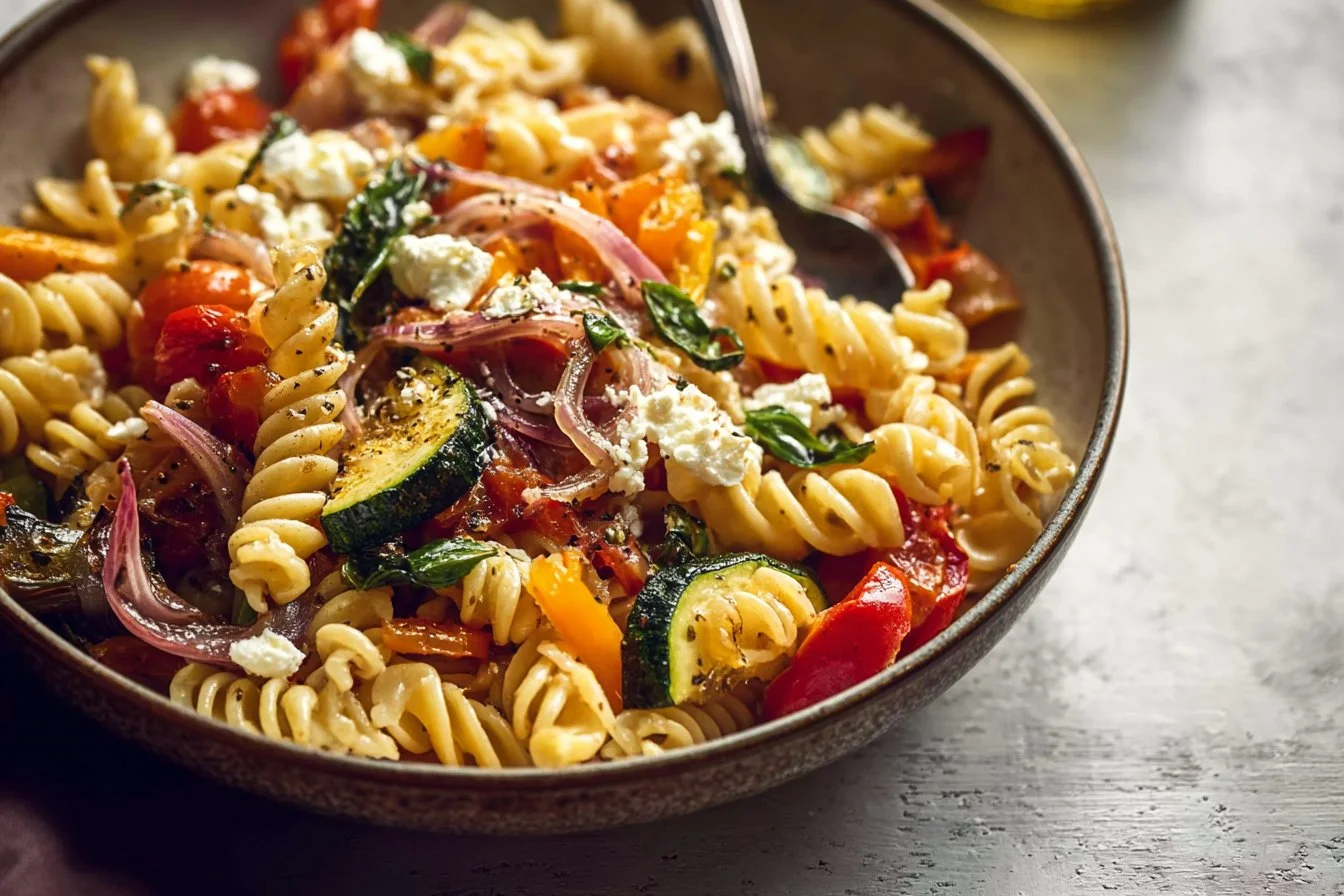 Roasted Veggie Pasta with Feta