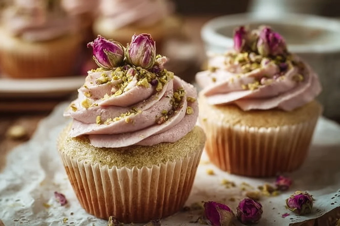 Rose and Pistachio Cupcakes