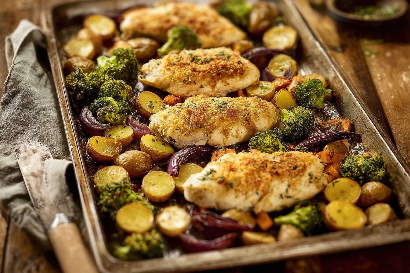 Sheet Pan Baked Parmesan Chicken and Veggies