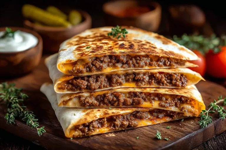 Delicious Smashburger Quesadillas served with salsa and toppings