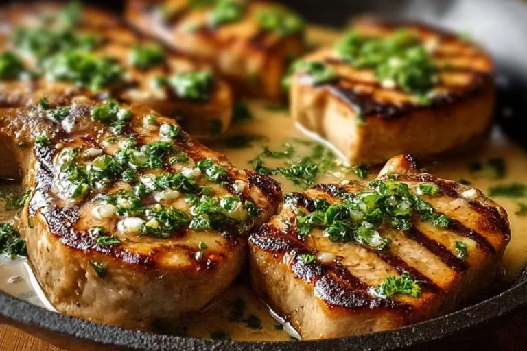 Delicious smothered boneless pork chops served with savory sauce