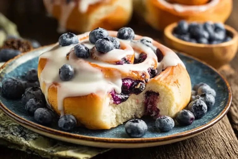 Freshly baked sourdough blueberry rolls with plump blueberries and golden crust.