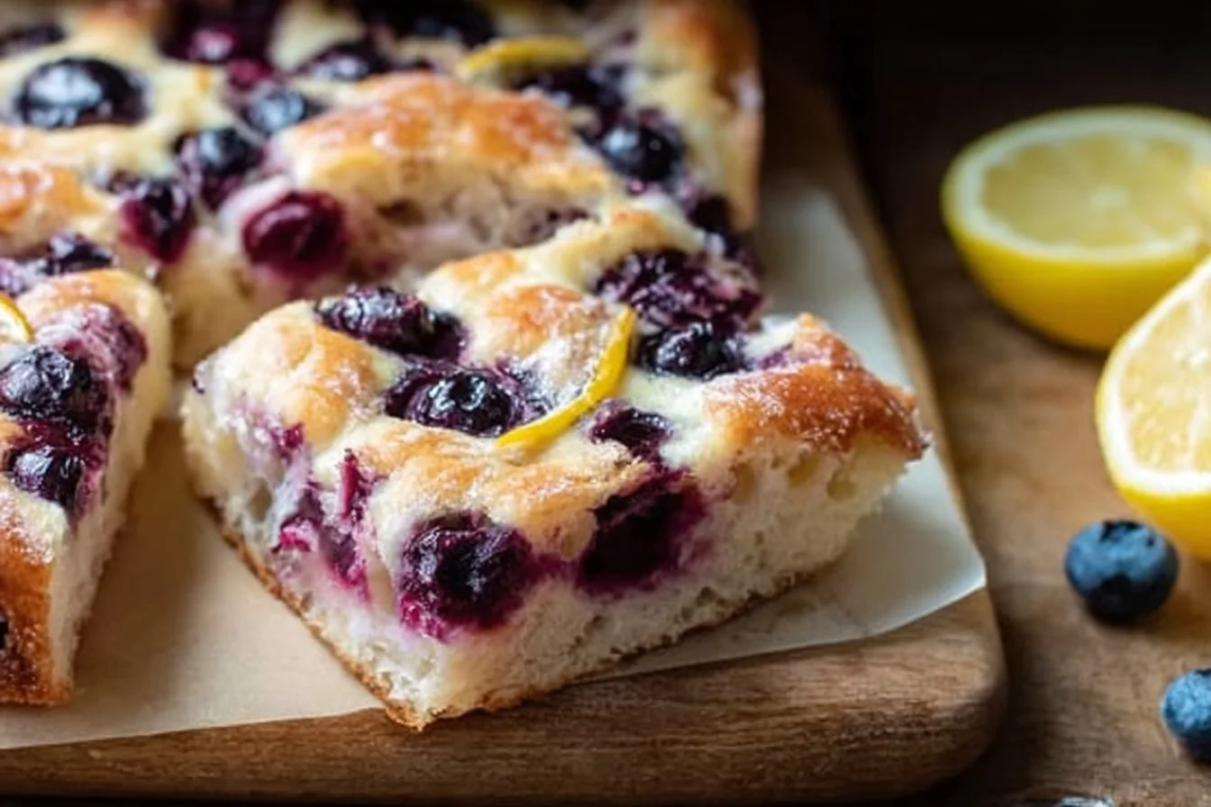 Sourdough Lemon Blueberry Focaccia Bread