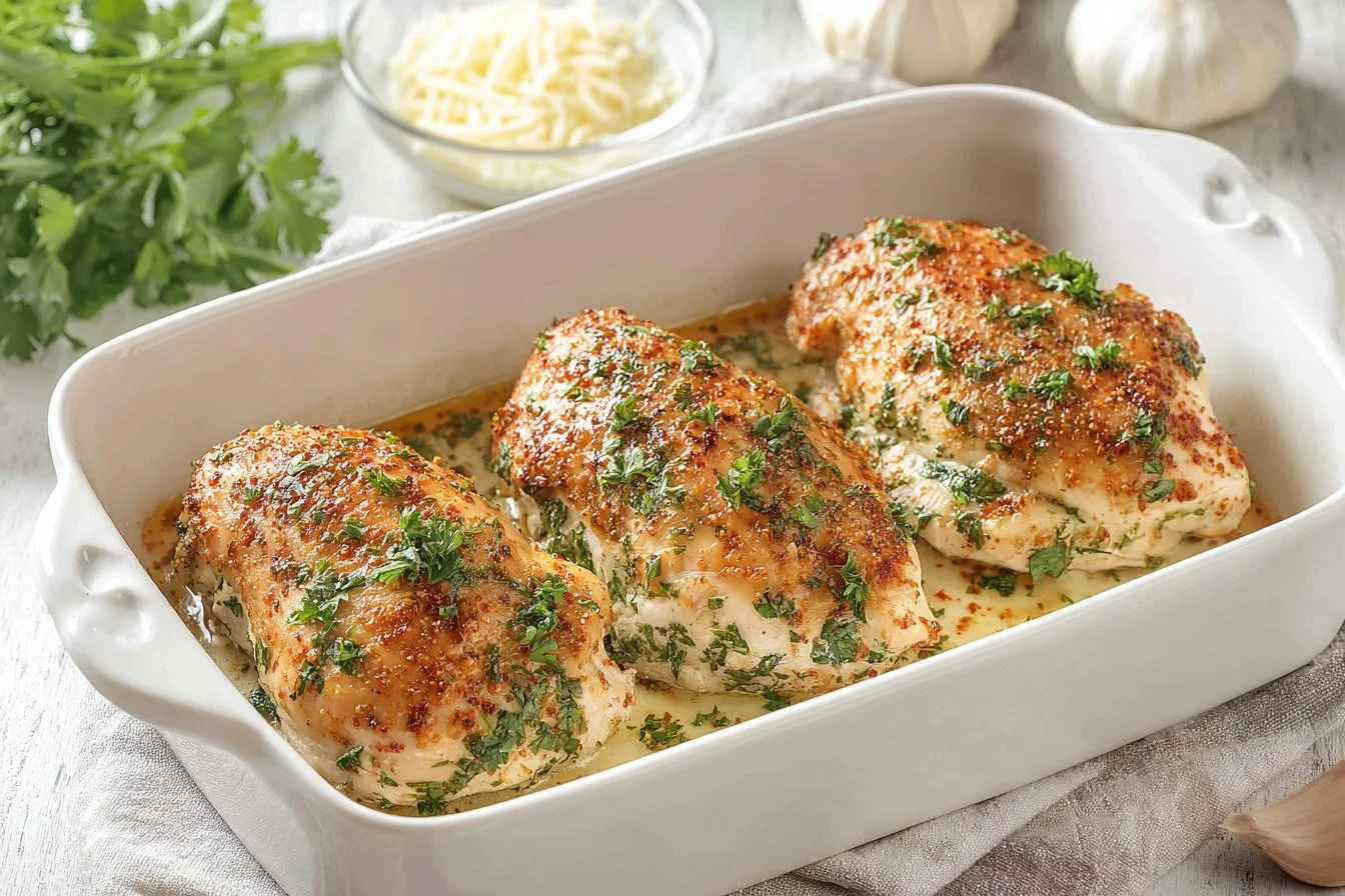 Delicious spinach stuffed chicken breast served on a plate with herbs