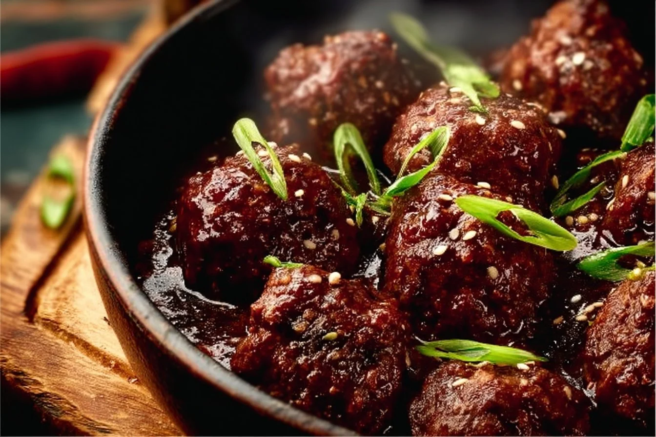 Sticky Mongolian Beef Meatballs