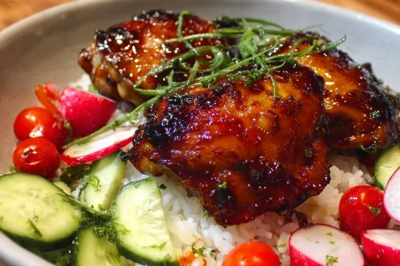 Sticky sweet chili chicken thighs air fryer recipe for a flavorful meal