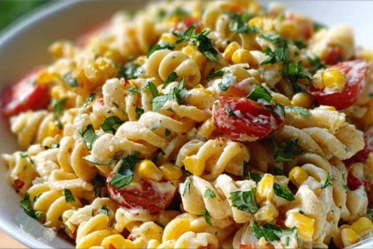 Delicious Street Corn Pasta Salad with fresh ingredients