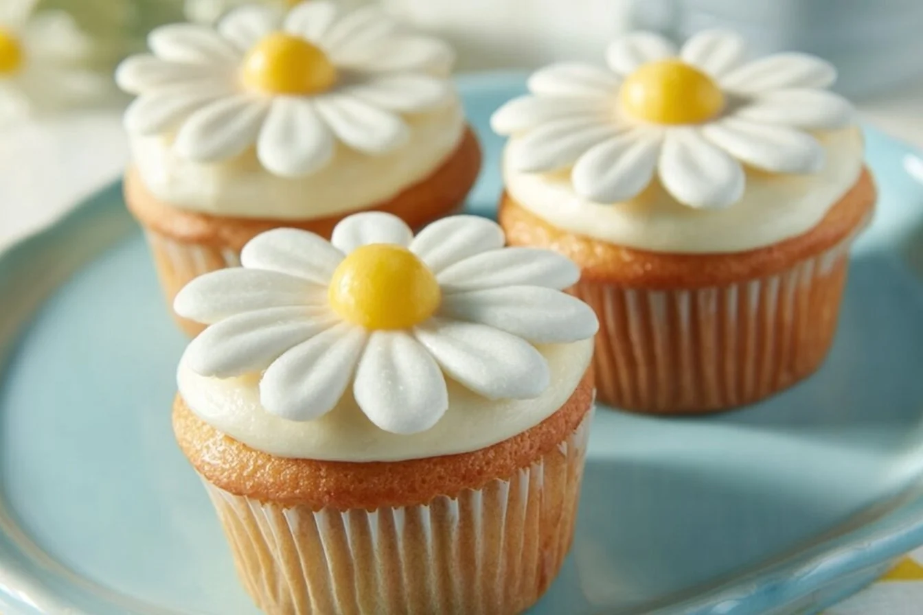Delicious and beautifully decorated daisy cupcakes for any celebration