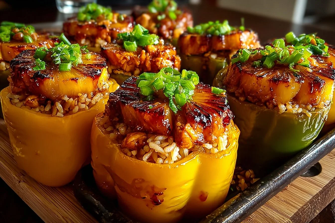 Teriyaki Pineapple Chicken and Rice Stuffed Peppers: A Sweet and Savory Meal
