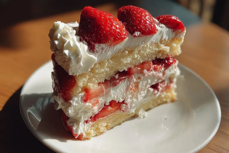 Delicious homemade strawberry shortcake with fresh strawberries and whipped cream
