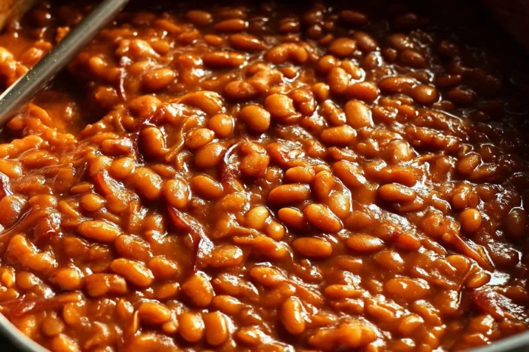 Delicious homemade baked beans made from canned beans