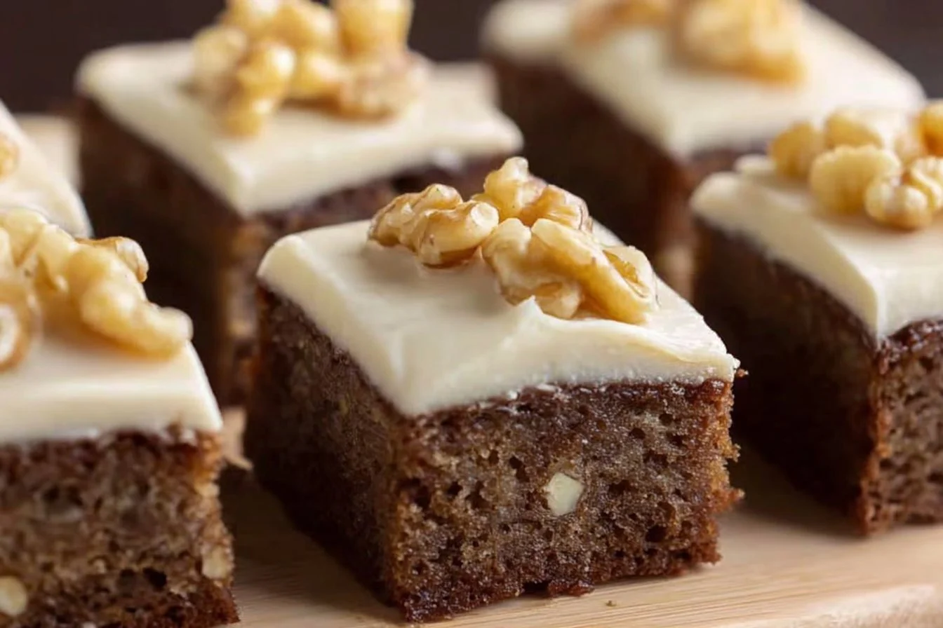 Delicious banana bread brownies with a golden crust and moist texture.
