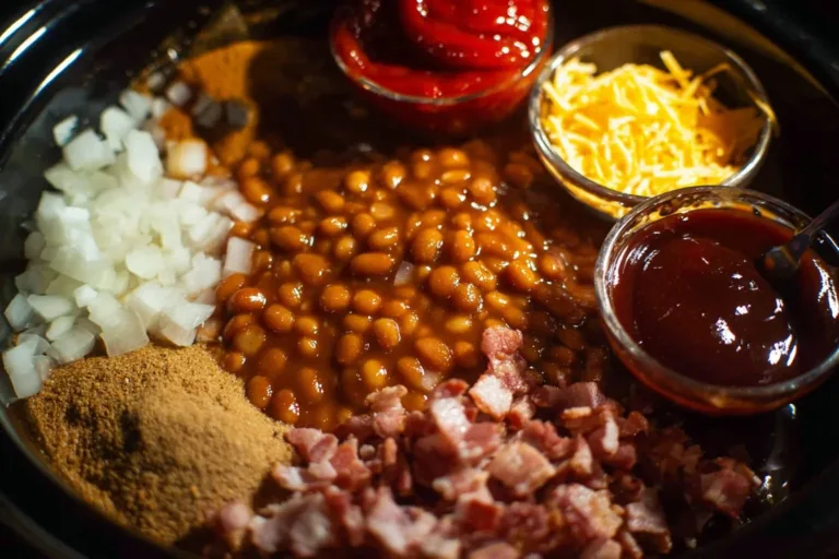 Delicious bowl of Crock Pot baked beans with Southern seasoning