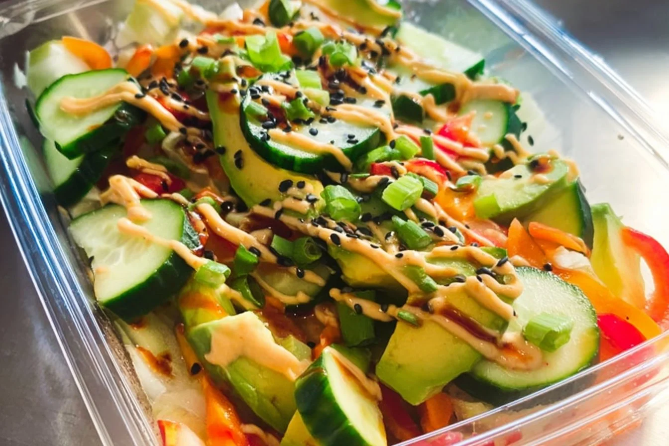 California Roll Cucumber Salad with vibrant cucumbers and sushi-inspired ingredients