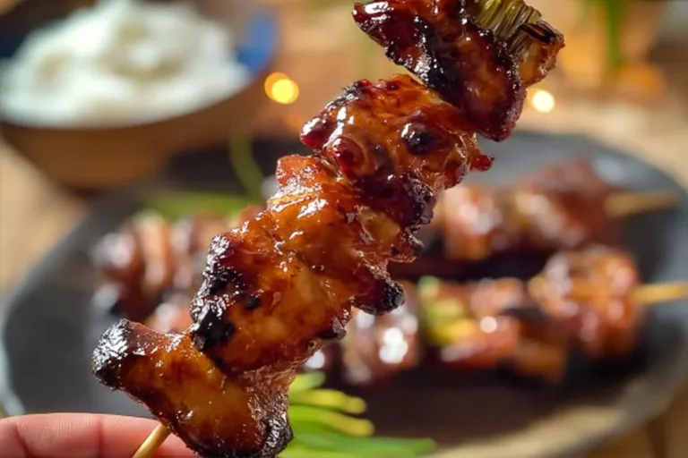 Grilled chicken skewers served with vegetables and dipping sauce