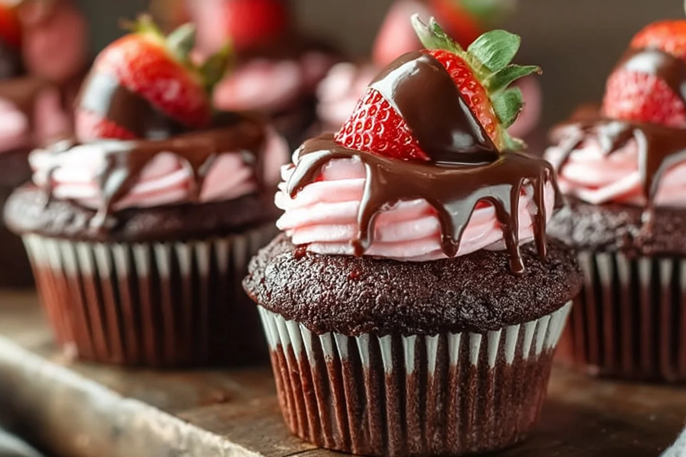 Chocolate Covered Strawberry Cupcakes