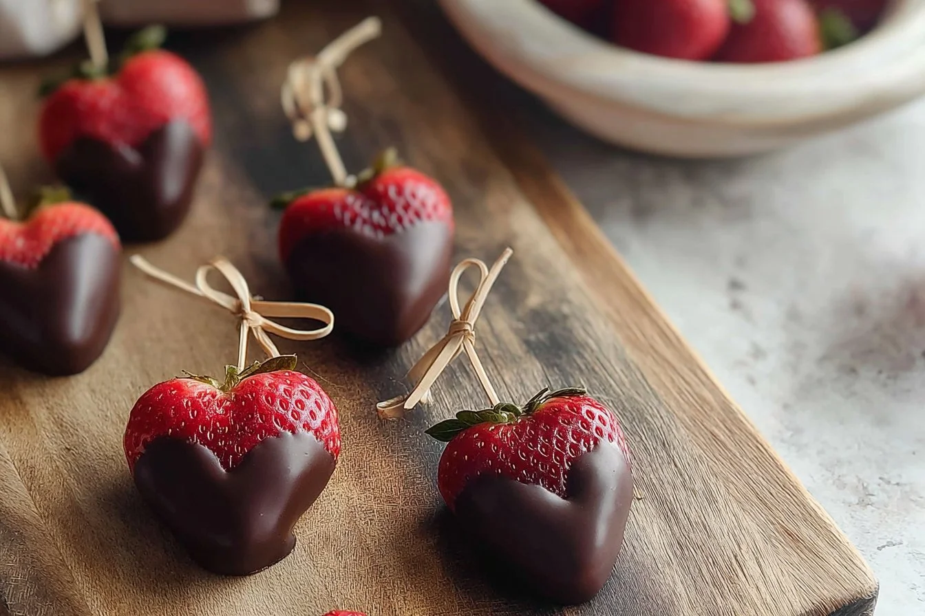 Chocolate-Dipped Strawberry Shaped Hearts