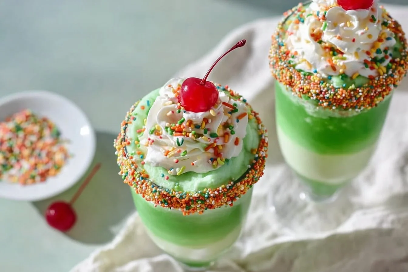 Homemade Copycat Shamrock Shake in a glass with mint leaves