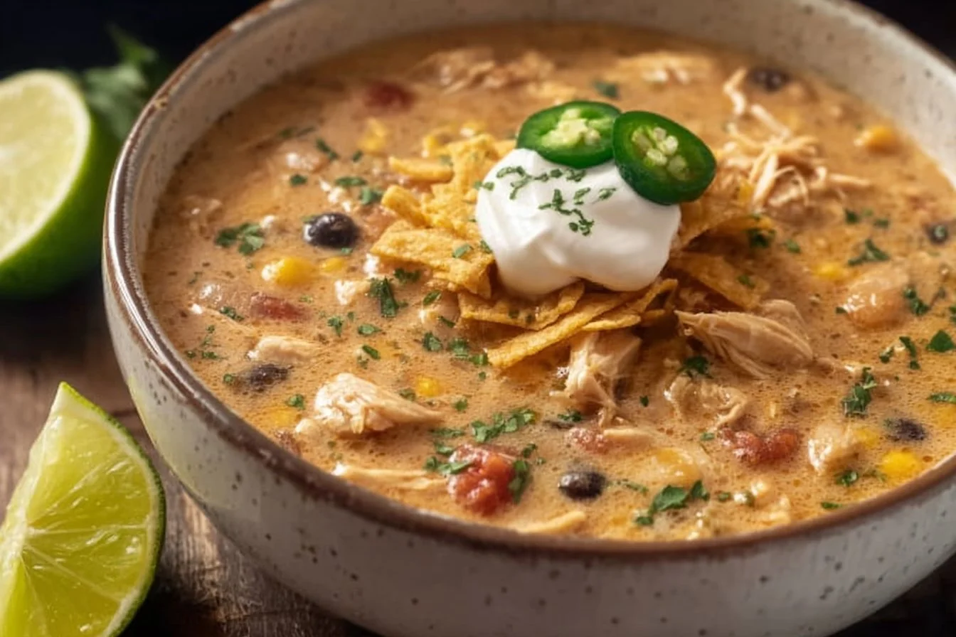 Crockpot White Chicken Chili with Cream Cheese
