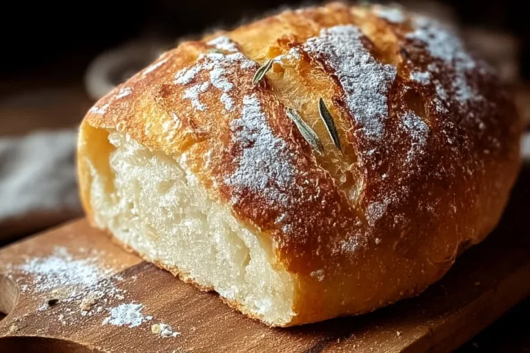 Homemade crusty Italian bread with golden crust and airy interior