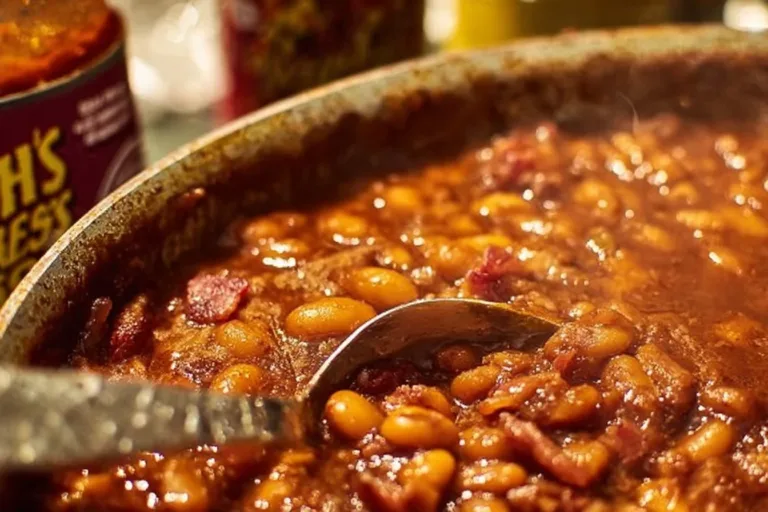 Doctored up Bush's canned baked beans recipe with tasty add-ins