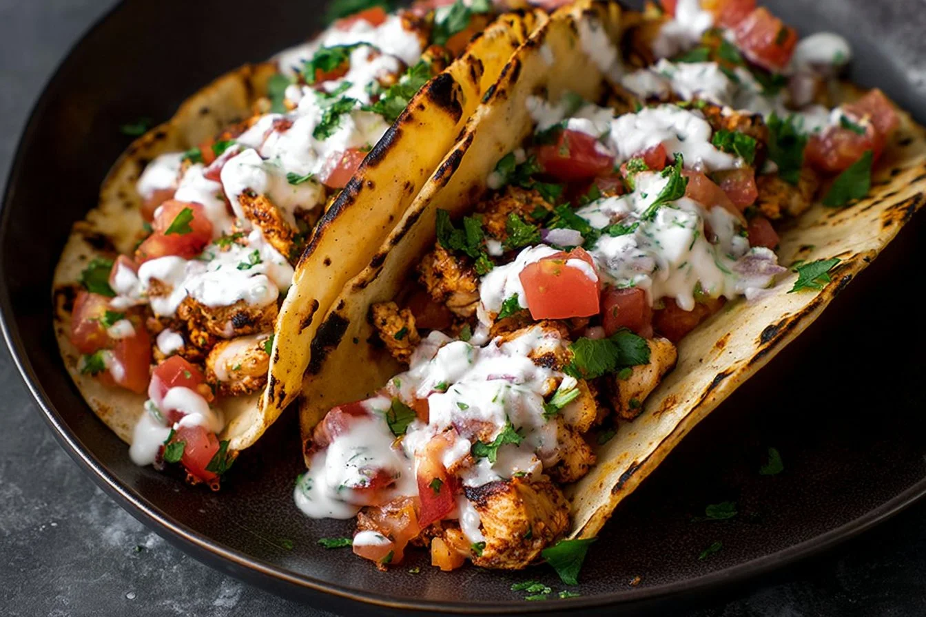Delicious and quick easy chicken tacos prepared in just 20 minutes.