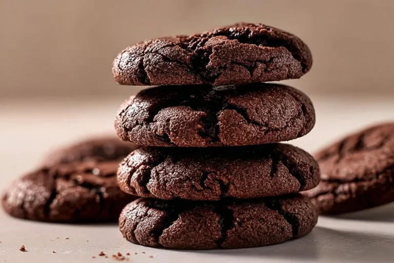 Delicious easy brownie cookies topped with chocolate chips and a drizzle of icing