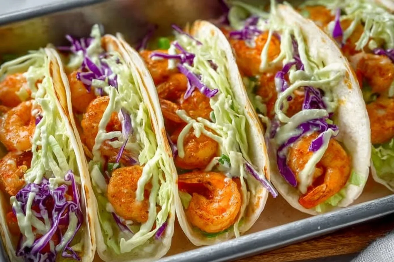 Delicious easy shrimp tacos served with fresh toppings