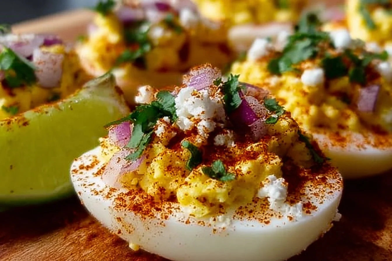 Elote Deviled Eggs: 12 Fiesta Delights
