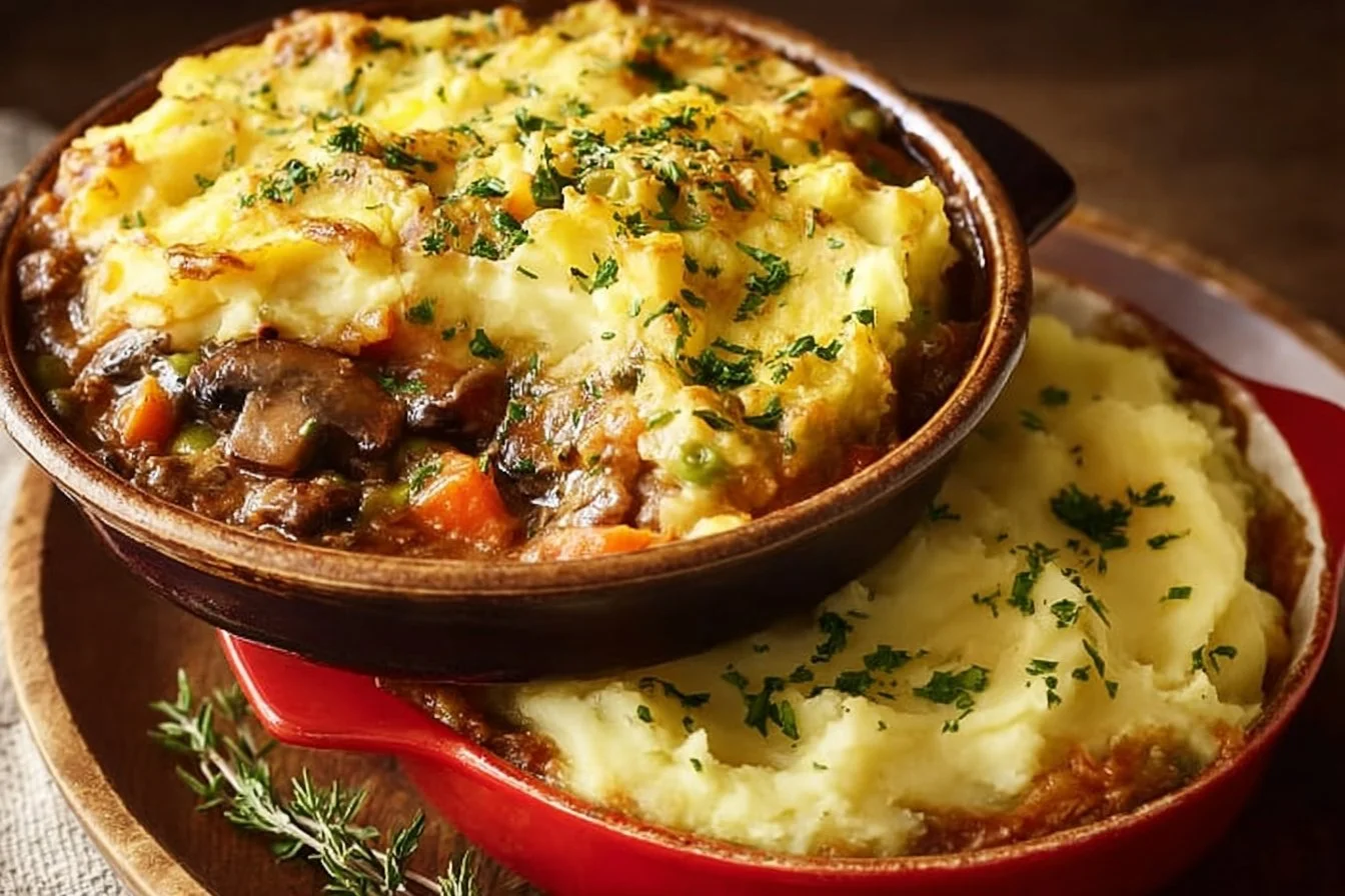 Delicious Gardener's Pie filled with fresh vegetables in a golden crust