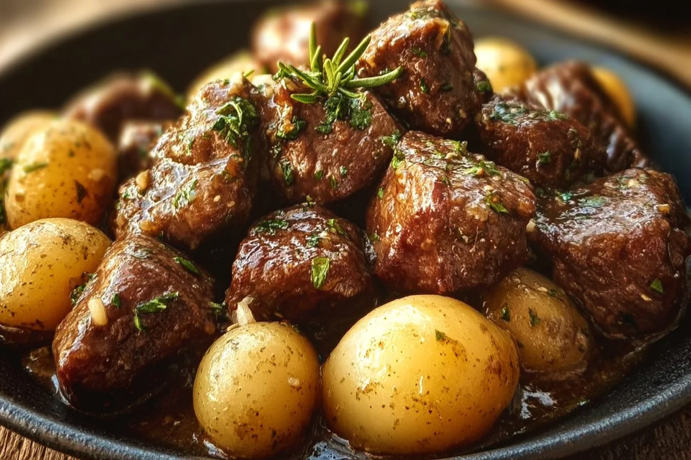 Garlic Butter Beef Bites with Potatoes
