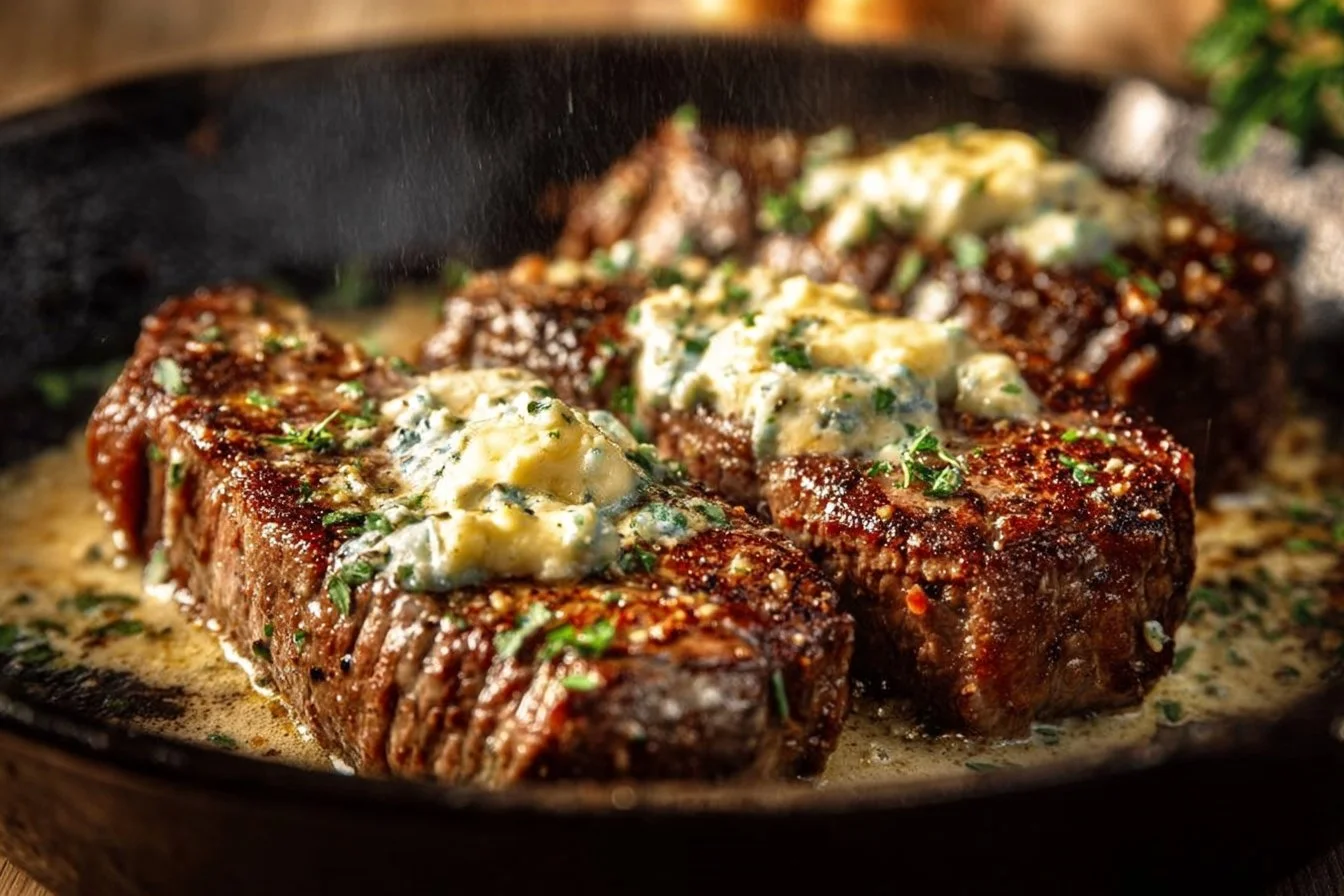 Garlic Butter Steak With Parmesan Cream Sauce