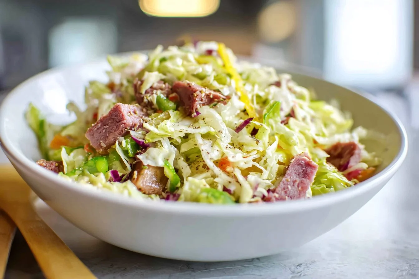 A colorful bowl of Grinder Salad with fresh vegetables and toppings