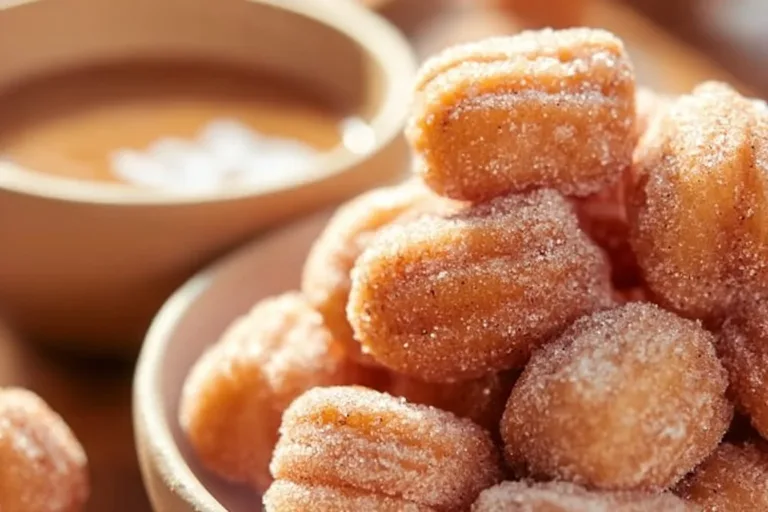 Healthy air fryer churro bites served with cinnamon sugar