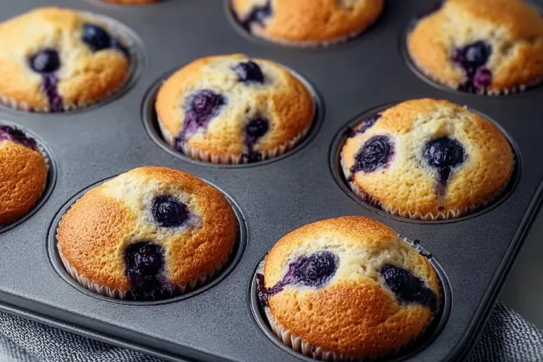 Delicious hearty blueberry protein muffins fresh from the oven