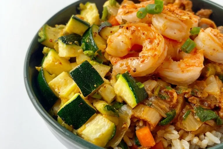 Hibachi Shrimp Rice Bowl with colorful vegetables and rice.