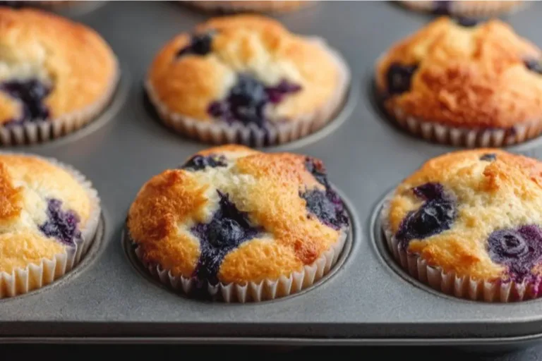 High protein cottage cheese blueberry muffins fresh out of the oven