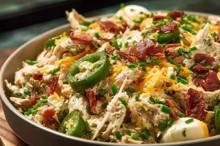 High protein jalapeno popper chicken with creamy cheese and jalapenos