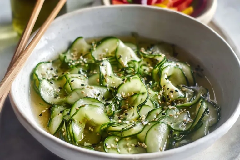 Delicious Japanese cucumber salad with fresh ingredients and a light dressing