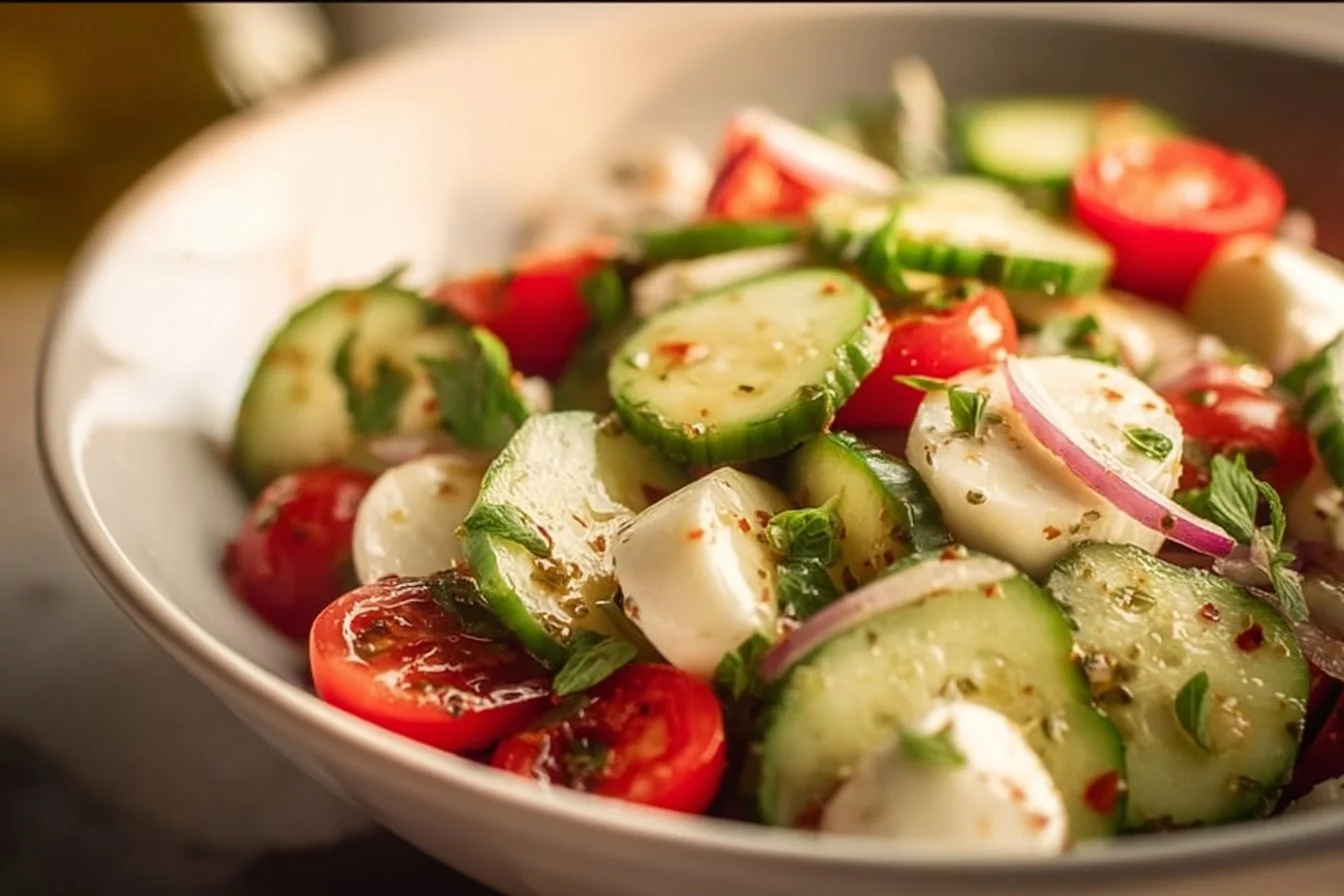 Juicy Cucumber Caprese Salad