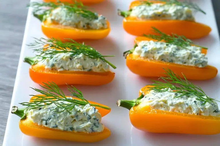 Stuffed mini carrot peppers with herb cream cheese as Easter party food