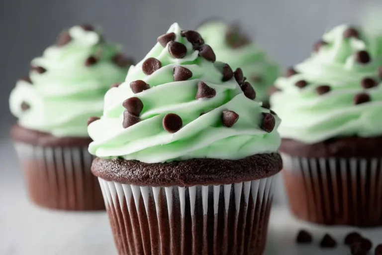 Delicious mint chocolate cupcakes topped with rich chocolate frosting