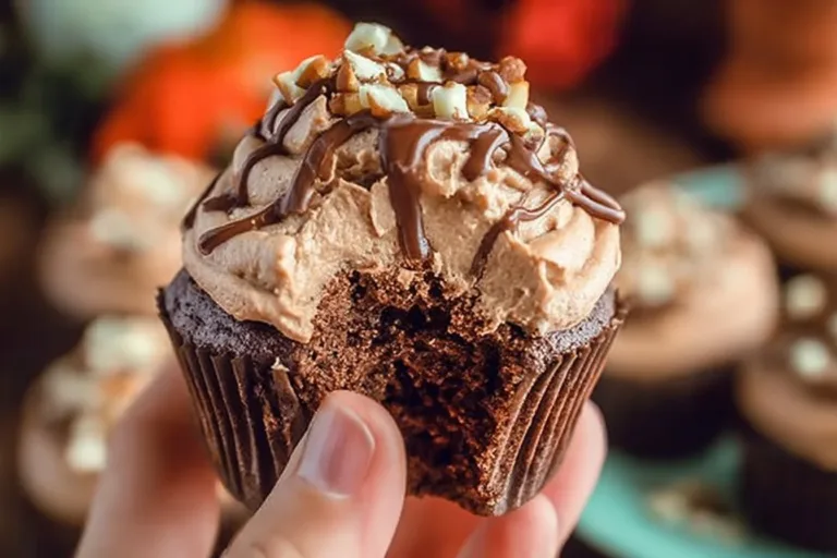 Delicious homemade Nutella cupcakes topped with luscious chocolate and Nutella frosting.