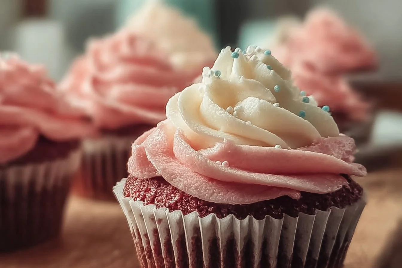 Pink Velvet Cupcakes with Vanilla Buttercream